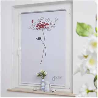 ourdeco® Klemmfix Rollo / 120 x 150 cm (Breite x Höhe) / bedrucktes Motiv Blume/lichtundurchlässig, verdunkelnd/Klemmen, Rollo für Fenster ohne zu Bohren