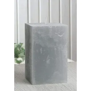 CandleCorner Rustik-Kerzen: Viereckige Stumpenkerze, 12 x 7,5 cm, Grau, Unparfümiert