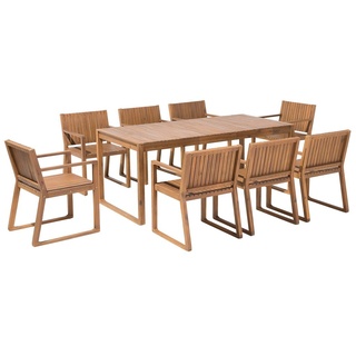 Gartenmöbel Set aus Akazienholz 8-Sitzer acht Stühle mit einem Gartentisch Terrasse / Outdoormöbel Rustikal Landhaus Stil