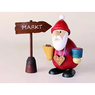 Holzfigur Weihnachtsmann Weihnachtsmarktbummler HxB 9,5x6,5cm NEU Seiffen Erzgebirge Dekoration Holzfiguren Weihnachten Fensterschmuck Spielzeug Deko Weihnachtsfigur