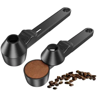 FOUORTUNATE-BEE Kaffeelöffel 2 Stück Kaffeelöffel mit Trichter, 2 Esslöffel Kaffeemesslöffel (2 Stück), für gemahlenen Kaffee, Kaffeelot als Portionierer Dosierlöffel schwarz