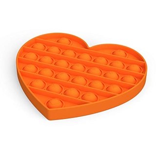 Pop It - Bubble Fidget Toy - Jeu antistress relaxant pour adultes et enfants (Forme: Cœur, Couleur: Orange)