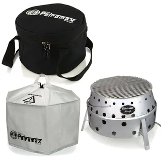 Petromax Grill Atago Edelstahl Set mit Umluftkuppel und Tasche Rost Ø 34 cm