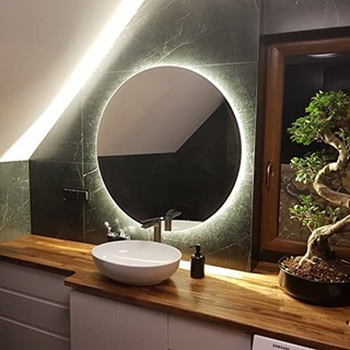 FORAM Rund Badspiegel mit LED Beleuchtung 105cm - Wählen Sie Zubehör - Individuell Nach Maß - Beleuchtet Wandspiegel Lichtspiegel Badezimmerspiegel | beleuchtet Bad Licht Spiegel L82