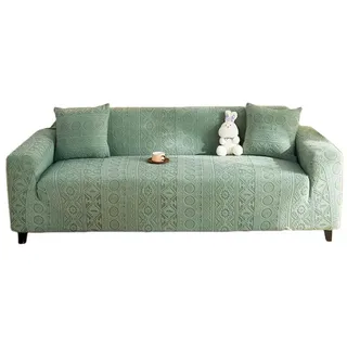 Kaket Sofahusse Stretch-Sofabezug Elastisch Couch Sesselbezug mit dezentem Muster grün 145 cm