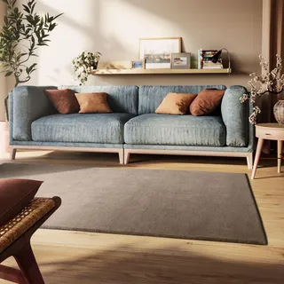 Steffensmeier Gabbeh Teppich Sowana | 100% Schurwolle, Braun, Größe: 65x135 cm Kurzflor Teppich für Wohnzimmer, Handtuft, Goodweave-Siegel
