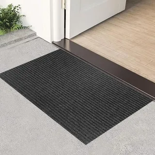 XUCHOU Fussmatte Aussen 60 x 110 cm Schmutzfangmatte rutschfest, Waschbar & Wetterfest Fußmatte für Eingangsbereich für Eingangsbereich Oder Balkon, Schwarz