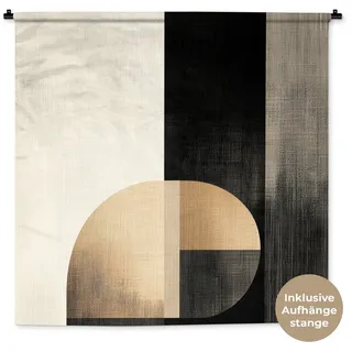 MuchoWow Wandteppich Formen - Modern - Schwarz, Quadratisch, Höhe: 3 mm, Wandtuch, Wanddekoobjekt, 120x120 cm schwarz Quadratisch | 120 cm x 120 cm x 3 mm