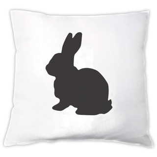 4you Design Kissen mit Hasenmotiv ?rosa ?schwarz ?Oster-Geschenk ?Ostern ?Geschenk-Idee ?Hase ?Zier-Kissen ?Accessoire ?für sie & ihn (Schwarz)