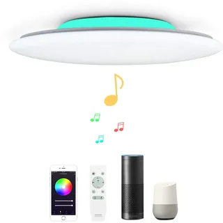 40CM 36W Sternenhimmel WIFI Musik Led Deckenleuchte Kompatibel Mit Amazon Alexa Google Home deckenlampe Mit bluetooth lautsprecher, RGB Farbwechsel Und fernbedienung Dimmbar Für Wohnzimmer