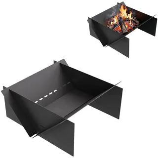 QLS Feuerschale 70x70 cm groß – Feuerstelle Stahl faltbar Outdoor Garten schwarz