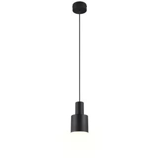 TRIO Leuchten LED Pendelleuchte einflammig aus Metall in Schwarz, Ø 12cm, dimmbar, LED wechselbar, Warmweiß, kleine Retro Esstischlampe hängend neben Schlafzimmer Bett mit E27 LED schwarz