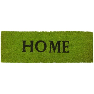 Relaxdays Fußmatte schmal HOME aus Kokos Gummi PVC rutschfest als Fußabtreter als Schmutzfangmatte für Balkon, Terrasse, Flur HBT: ca. 1,5 x 75 x 25 cm, grün