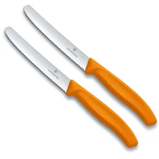 Victorinox | 2 Stück Tafelmesser Swiss Classic | Orange | Tomatenmesser mit Wellenschliff | rostfrei | Swiss Made