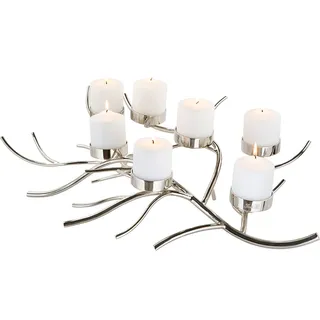 Kerzenleuchter FINK "RAMUS" Kerzenhalter Gr. B/H/T: 80 cm x 17 cm x 51 cm, silberfarben Windlichter Laternen 7-flammig, mit filigraner Aststruktur