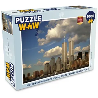 MuchoWow Puzzle Wolken umgeben das World Trade Center in New York, 1000 Puzzleteile, Foto-Puzzle, Bilderrätsel, Puzzlespiele, Klassisch bunt 48 cm x 68 cm x 2 cm