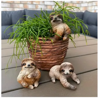 online fuchs 3er Set süße Dekofiguren, Gartenfiguren Faultier für draußen geeignet - Wetterfest