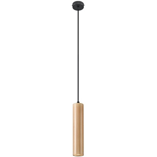 Pendelleuchte schwarz Stahl Hängeleuchte natur Holz Zylinder Esszimmerlampe Wohnzimmer Hängelampe Modern,1x GU10, DxH 8x100 cm