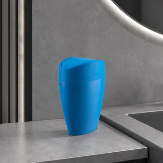 baliv Kosmetikeimer 1,25 l Blau Kunststoff Schwingdeckel Bad WC Mülleimer