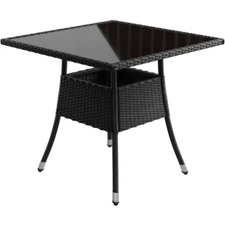 Juskys Yoro Polyrattan Gartentisch quadratisch 80 x 80 cm Schwarz