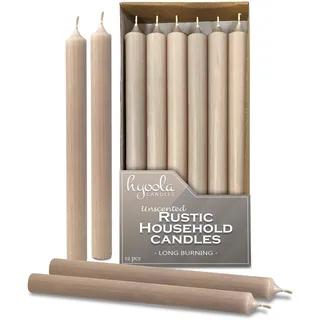 Hyoola 25 cm Stabkerzen - 12er Pack - Sahara Beige - Unparfümierte Tafelkerzen - Kerzen Lange Brenndauer