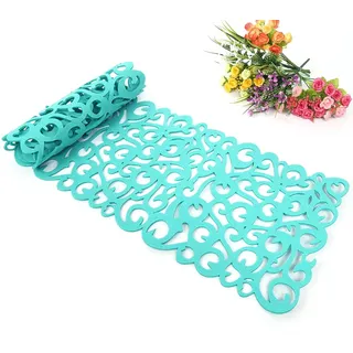 Filz Tischläufer Table Runner, Hohl Blumenentwurf Tischunterlage, Abwaschbar, 100 x 30cm Grün, Esszimmer Dekoration