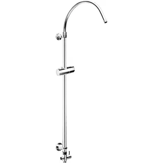 Cornat Steigrohr "Round Vario" – 80 – 130 cm – Höhenverstellbar | Runde Form – Mit Umschalter und Handbrausenhalter – Variable Wandbefestigungen – Duschstange für Kopfbrausen – 80 – 130 cm