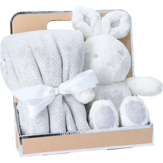Antonio Baby Plüsch Decke mit Stofftier Hase 0 cm Grau