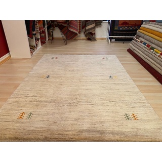 Orientteppich Original Perserteppich Handgeknüpft Perser Gabbeh 200×150 Beige, Morgenlandbazar beige|weiß