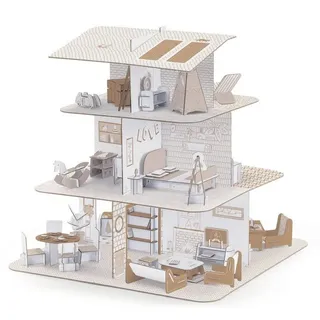 DJECO Puppenhaus Malen und Stecken eigenes Puppenhaus bauen DJ08005