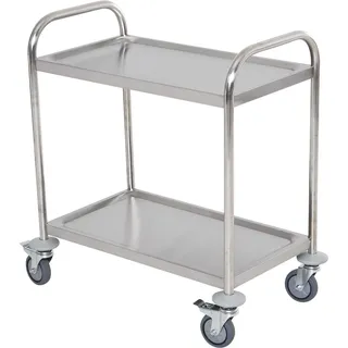 HOMCOM Servierwagen Küchenwagen mit Rollen 2 Regale 71L x 41B x 81H cm aus verchromtem Edelstahl   Aosom