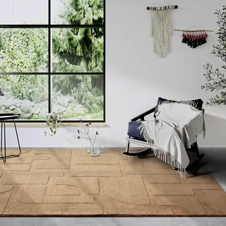 Villeroy & Boch Alexis braun Kupfer braun), B:80cm H:10mm L:150cm, Wolle, Teppiche, Handgewebt, Wolle, Natur, Wohnzimmer, Geometrie, Boho, Design