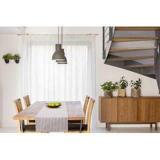 FILU Tischläufer 40 x 200 cm Grau/Weiß gestreift (Farbe und Größe wählbar) - hochwertig gefertigter Tischläufer aus 100% Baumwolle im skandinavischen Landhaus-Stil