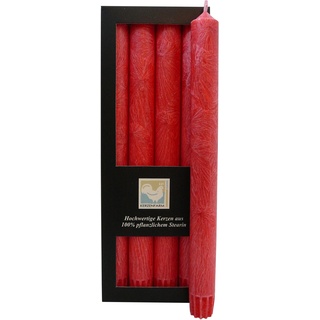 Stearin Stabkerzen, 250 x 22 mm, Rot, 4er-Pack, Bio - Kerzen / Stearin - Leuchterkerzen