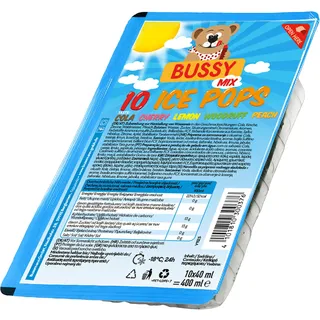 BUSSY Wassereis MIX - 40ml x 10 Stck | Wassereis zum selber Einfrieren – verschiedene Sorten – perfekt für Gartenpartys & Kinder Geburtstag