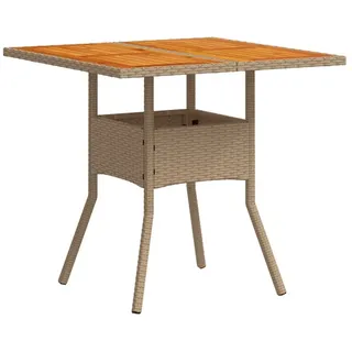 vidaXL Gartentisch Beige 80x80x75 cm Poly Rattan Akazienholz