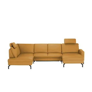 meinSofa Wohnlandschaft aus Leder Grace , orange , Maße (cm): B: 332 H: 89 T: 220.0