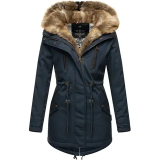 Navahoo Winterjacke "Diamond", Damen, Gr. S, blau (navy), Obermaterial: 100% Baumwolle; Innenmaterial: 100% Polyester; Kunstfell: 100% Polyacryl, Jacken, Designer Winterjacke mit Teddyfell gefüttert