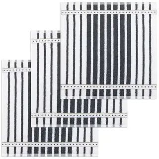 Kracht Geschirrtuch Blockstreifen, (Set, 3-tlg., Set), 3er Pack Frottee Küchenhandtücher (3 Stück) ca.50x50cm Baumwolle grau
