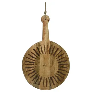 GAUMENKICK Schneidebrett Servierbrett rund Mangoholz mit Griff Serviertablett 46cm natur, Holz, (1-St) beige