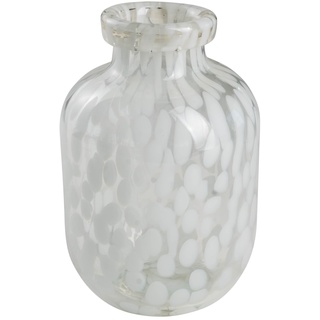 Glasvase Happy Patchy 15cm weiß Weiss. Vase aus Glas, Blumenvase mit Punkten, Konfetti, mundgeblasen