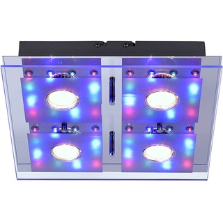 LED-Deckenleuchte, chrom, 30x30cm, Farbwechsel, Fernbedienung, RGB
