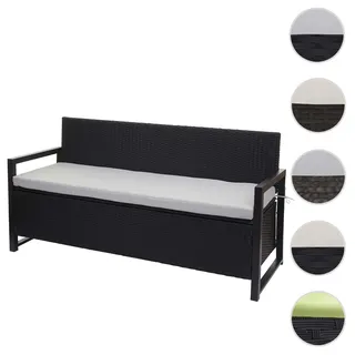 Mendler Poly-Rattan 3er Sitzbank 164 x 57 x 87 cm Grau