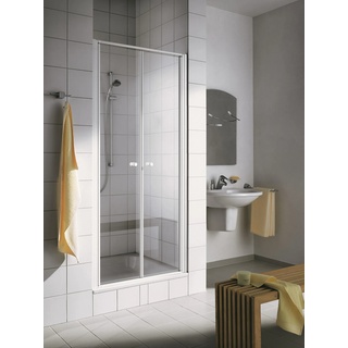Kermi Ibiza 2000 Pendeltür 2-teilig für Nische oder Seitenwand Milchglas SR Opaco KermiClean Silber Mattglanz 90cm x 175cm Montage auf Duschwanne oder Bodengleich - I2 PTD 09017 1YK