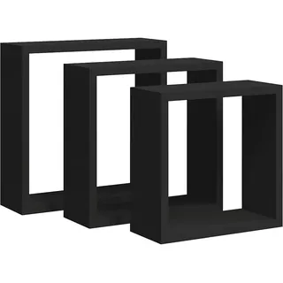 vidaXL Wandregal 3 Stk. 30 x 30 x 10 cm Schwarz