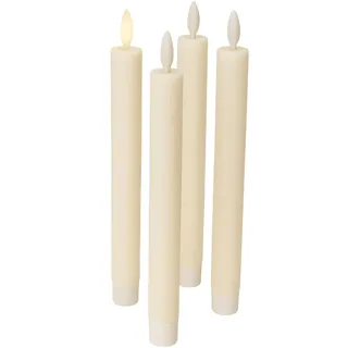 Fachhandel Plus LED Stabkerzen 4er Set mit Timer – Echtwachskerzen 24,5 cm mit 3D Flamme & Fernbedienung – flackernde LED Kerzen für Kerzenhalter