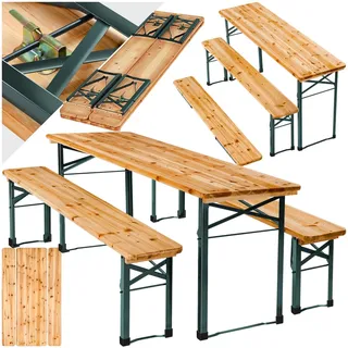 tectake® Bierzeltgarnitur klappbar, Biertisch Klapptisch mit 2X Bierbank, Gartenmöbel Set, Camping Zubehör, Klapptisch Esstisch, Camping Tisch faltbar, Balkontisch, Campingtisch klappbar