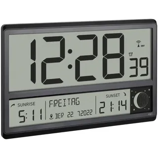 TFA Digitale XL Funk Wanduhr 36,0 cm 60.4524.01 schwarz