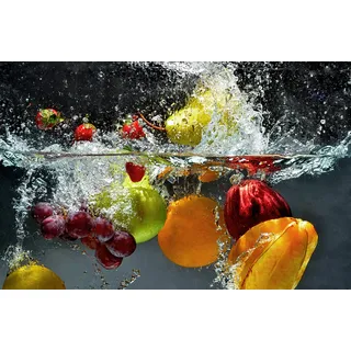 Queence Ceranfeldabdeckung Obst und Beeren Induktionsherd-Abdeckung 80x52 cm | Herdabdeckplatte aus Acrylglas | Herdschutz | Spritzschutz | Abdeckplatte