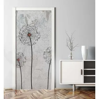 MyMaxxi Dekorationsfolie Türtapete Türposter Türfolie selbstklebend Auf ins Pusteblumenfeld, (Pusteblumenfeld, 1St.}, Klebefolie Tür aufgerollt), Selbstklebend grau